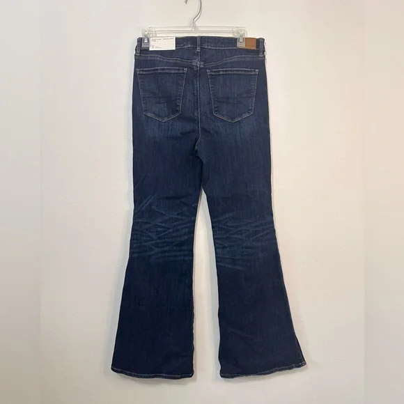 American Eagle Size 10 Women’s Hi Rise Flare Jeans Stretch Dark Wash NWT - Picture 2 of 5